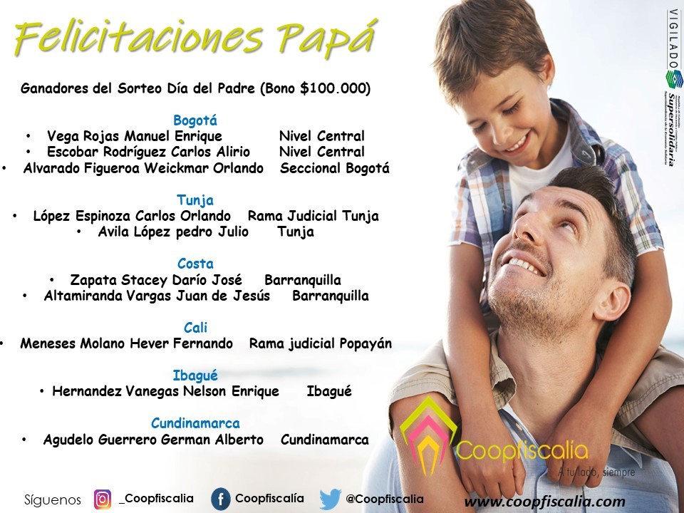 Ganadores Sorteo Día del Padre - Coopfiscalía